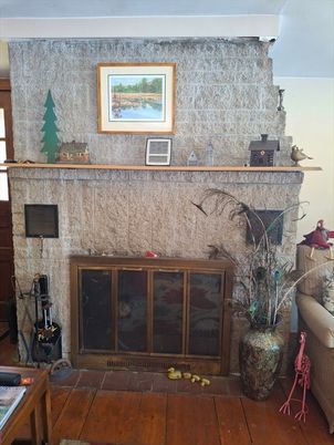 Fireplace, Interior, Stone Walls, Wood Texture Flooring