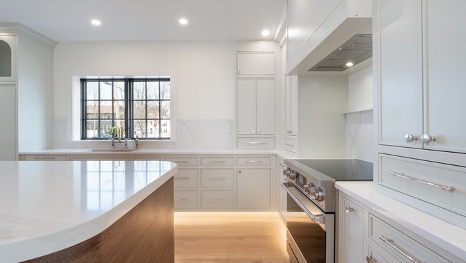 Interior, Kitchen, Recessed Lighting, Wood Texture Flooring