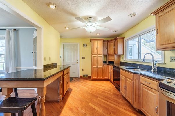Interior, Kitchen, Recessed Lighting, Wood Texture Flooring