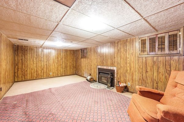 Empty room, Fireplace, Interior, Wooden Walls