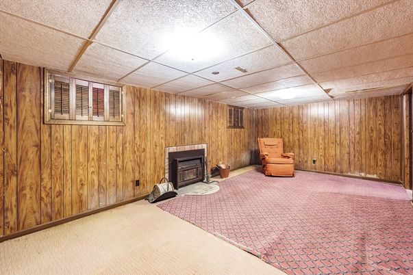 Empty room, Fireplace, Interior, Wooden Walls