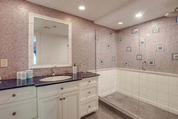 Bathroom, Glass Shower, Interior, Recessed Lighting