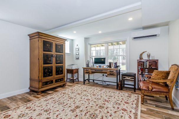 Home Office, Interior, Recessed Lighting, Wood Texture Flooring