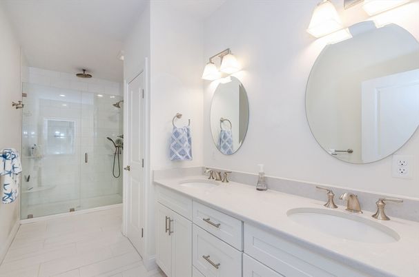 Bathroom, Dual Sink Vanities, Glass Shower, Interior