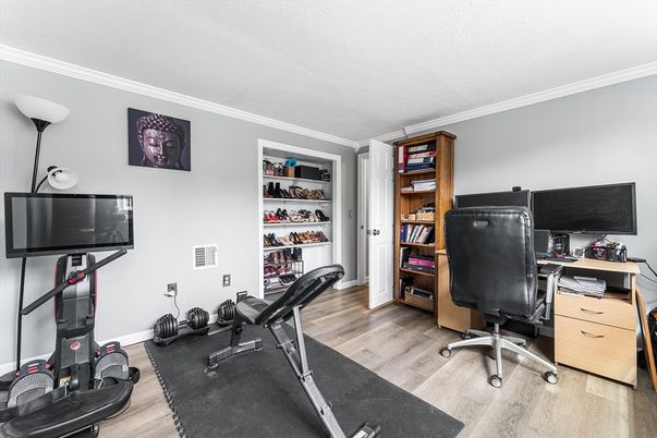Fitness Equipment, Home Office, Interior, Wood Texture Flooring