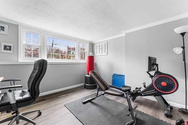 Fitness Equipment, Home Office, Interior, Wood Texture Flooring