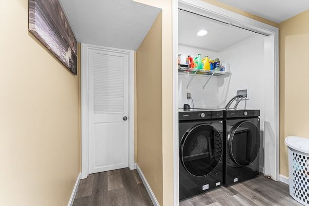 Interior, Recessed Lighting, Utility Closets, Washer, Wood Texture Flooring