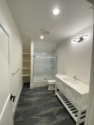 Bathroom, Dual Sink Vanities, Glass Shower, Interior, Recessed Lighting