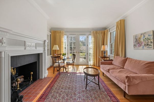 Dining room, Fireplace, Interior, Living room, Wood Texture Flooring