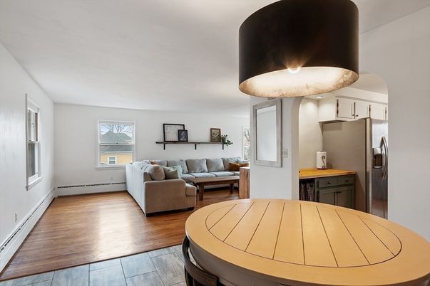 Interior, Kitchen, Living room, Stainless Steel Appliances, Wood Texture Flooring