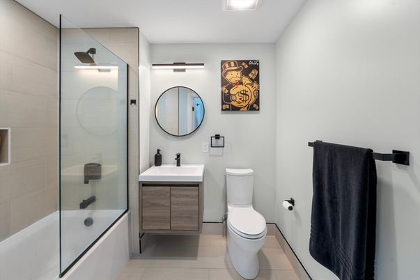 Bathroom, Dual Sink Vanities, Glass Shower, Interior