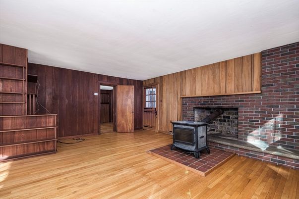 Fireplace, Interior, Stone Walls, Wood Texture Flooring, Wooden Walls