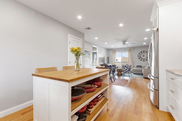 Interior, Kitchen, Recessed Lighting, Wood Texture Flooring