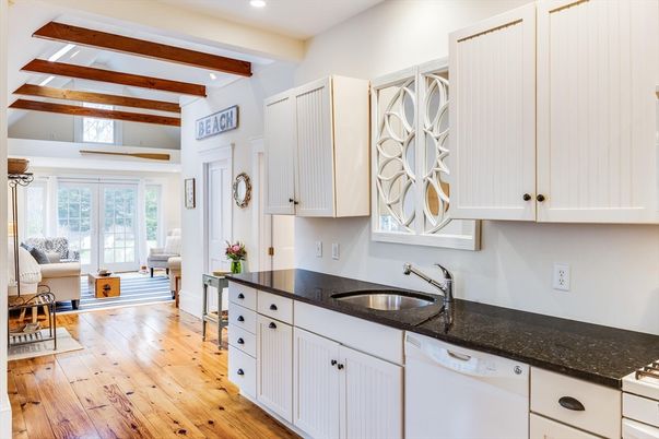 Interior, Kitchen, Living room, Recessed Lighting, Wooden Beams, Wood Texture Flooring