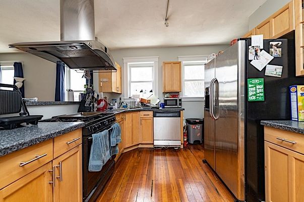 Interior, Kitchen, Stainless Steel Appliances, Wood Texture Flooring
