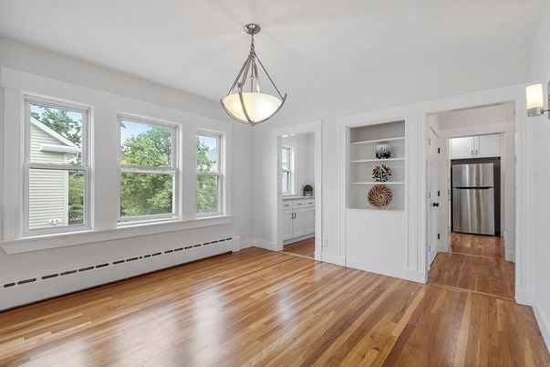 Interior, Kitchen, Pendant Lights, Stainless Steel Appliances, Wood Texture Flooring