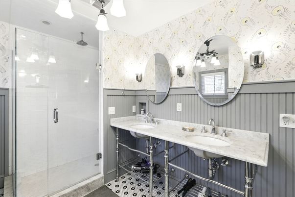 Bathroom, Dual Sink Vanities, Glass Shower, Interior