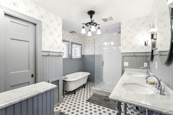 Bathroom, Dual Sink Vanities, Free Standing Baths, Glass Shower, Interior