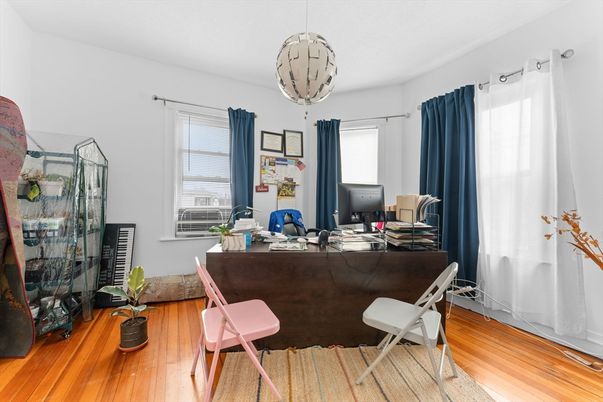 Home Office, Interior, Pendant Lights, Wood Texture Flooring