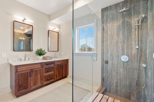 Bathroom, Dual Sink Vanities, Glass Shower, Interior