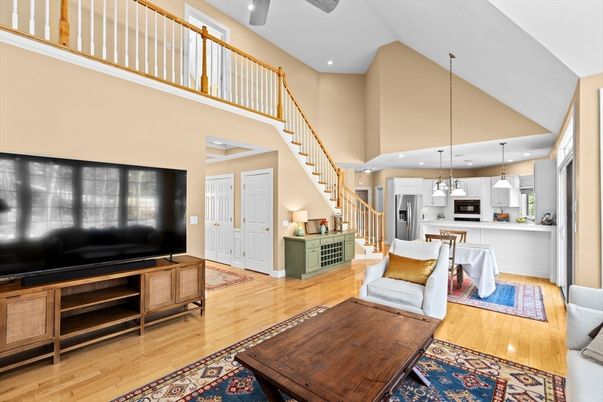 Interior, Kitchen, Living room, Pendant Lights, Recessed Lighting, Stainless Steel Appliances, Wood Texture Flooring