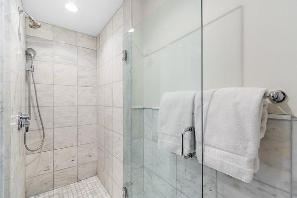 Bathroom, Glass Shower, Interior, Recessed Lighting