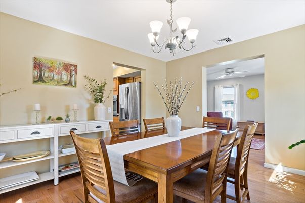 Chandelier, Dining room, Interior, Wood Texture Flooring