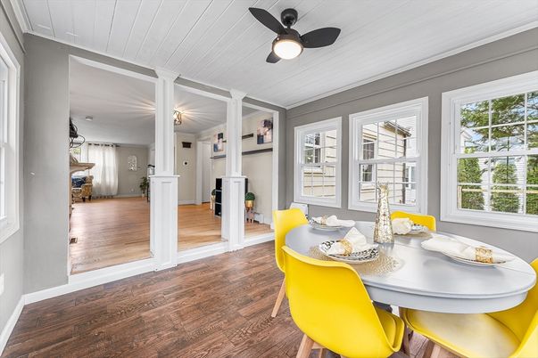 Dining room, Interior, Wood Texture Flooring