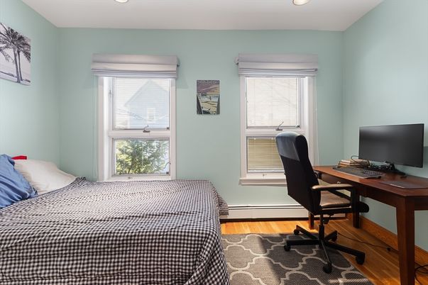 Bedroom, Home Office, Interior, Recessed Lighting, Wood Texture Flooring