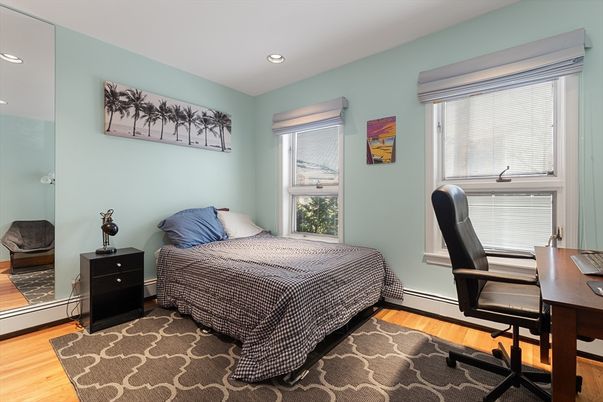 Bedroom, Home Office, Interior, Recessed Lighting, Wood Texture Flooring