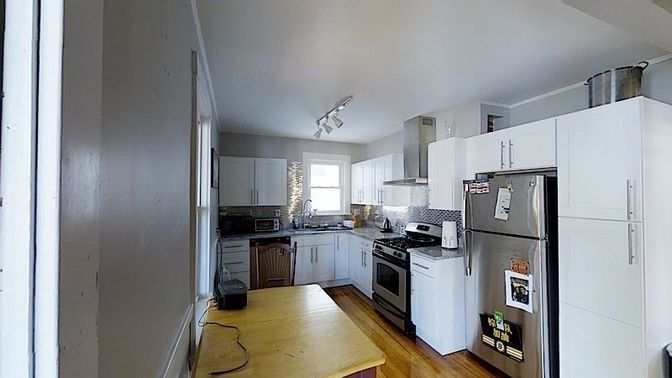 Interior, Kitchen, Stainless Steel Appliances, Wood Texture Flooring