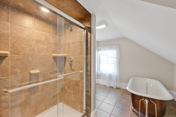 Bathroom, Free Standing Baths, Glass Shower, Interior, Recessed Lighting