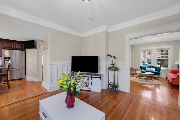 Interior, Kitchen, Living room, Recessed Lighting, Stainless Steel Appliances, Wood Texture Flooring