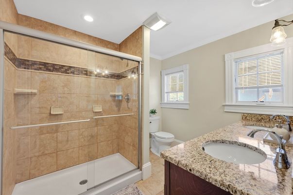 Bathroom, Glass Shower, Interior, Recessed Lighting