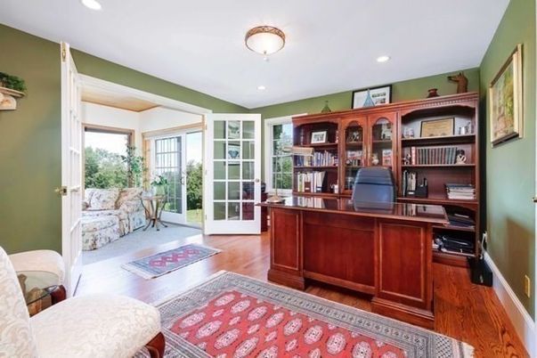 Home Office, Interior, Recessed Lighting, Wood Texture Flooring