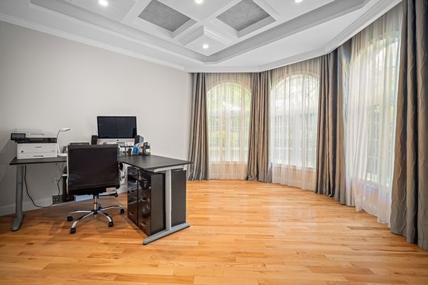 Home Office, Interior, Recessed Lighting, Wood Texture Flooring