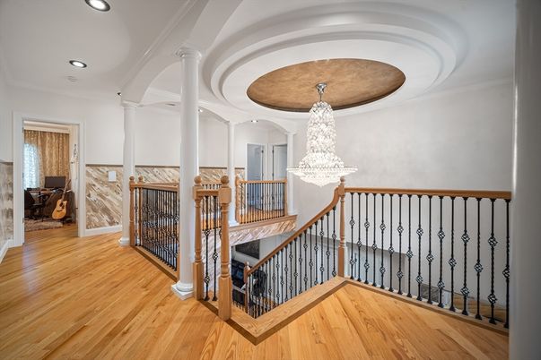 Chandelier, Interior, Recessed Lighting, Wood Texture Flooring