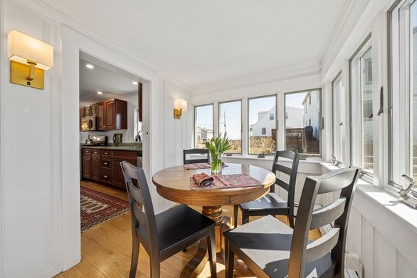 Dining room, Interior, Kitchen, Recessed Lighting, Wood Texture Flooring