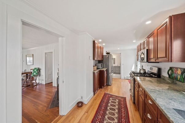 Interior, Kitchen, Recessed Lighting, Wood Texture Flooring
