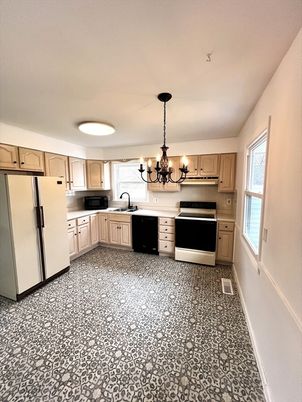 Chandelier, Interior, Kitchen, Stainless Steel Appliances
