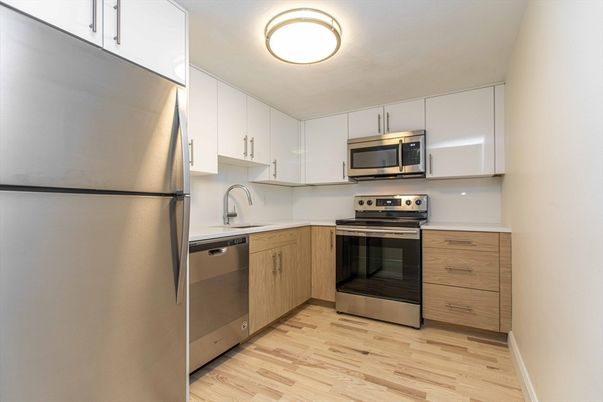 Interior, Kitchen, Stainless Steel Appliances, Wood Texture Flooring