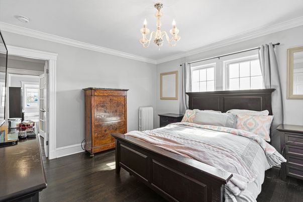 Bedroom, Chandelier, Interior, Wood Texture Flooring