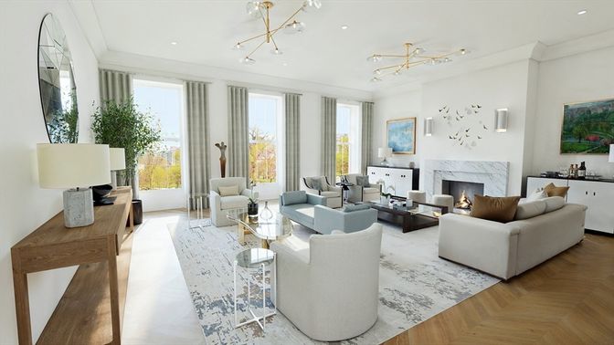 Fireplace, Interior, Living room, Pendant Lights, Recessed Lighting, Wood Texture Flooring