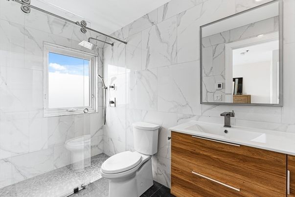 Bathroom, Glass Shower, Interior, Marble Walls
