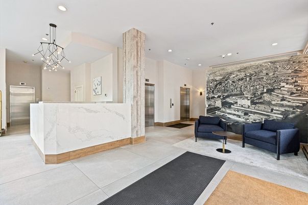 Interior, Kitchen, Marble Walls, Pendant Lights, Recessed Lighting