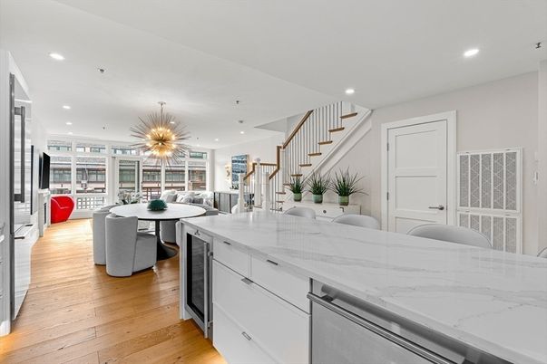Dining room, Interior, Kitchen, Living room, Pendant Lights, Recessed Lighting, Wood Texture Flooring