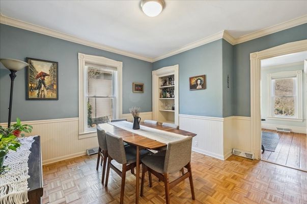 Dining room, Interior, Wood Texture Flooring
