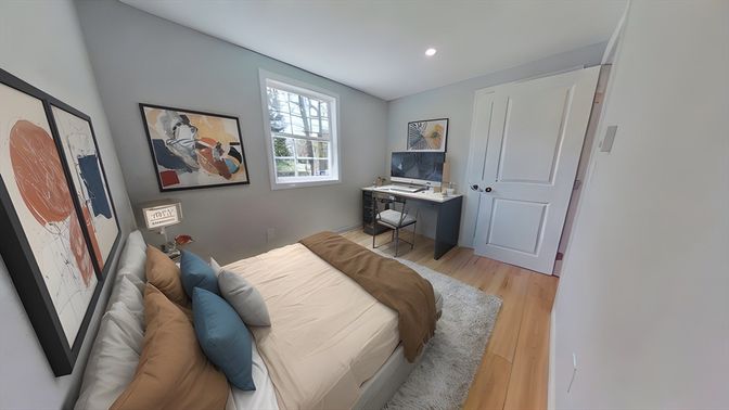 Bedroom, Home Office, Interior, Recessed Lighting, Wood Texture Flooring