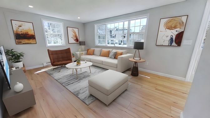 Interior, Living room, Recessed Lighting, Wood Texture Flooring