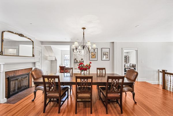 Chandelier, Dining room, Fireplace, Interior, Wood Texture Flooring